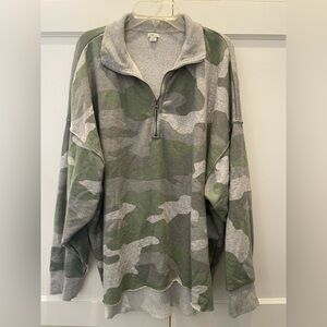 Aeire Sunday Soft Camo Quarter Zip Pullover Sweatshirt Size Large